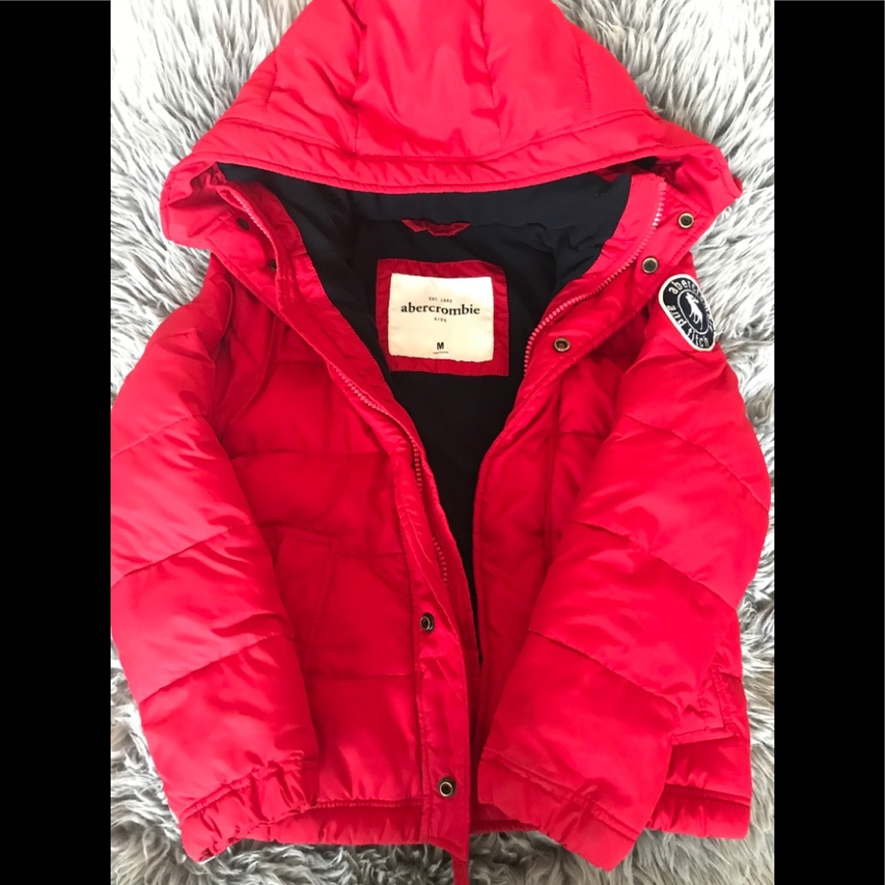 Red jacket, boys, Abercrombie. Super warm.